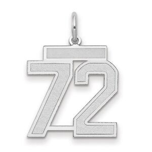 14k White Gold, Jersey Collection, Medium Number 72 Pendant